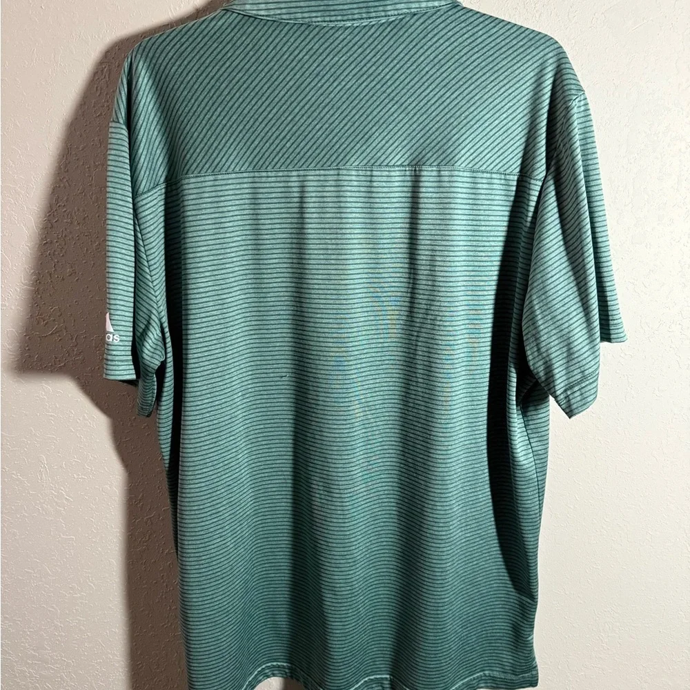Men’s XL Green Adidas Golf Striped Lightweight, Activewear, Sporty Polo